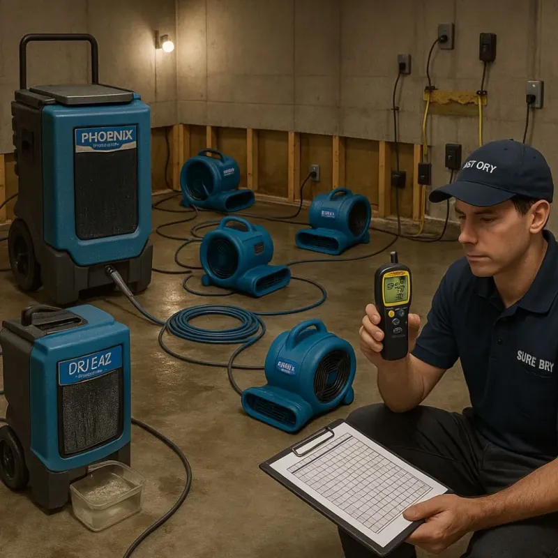 Structural Drying and Dehumidification process in Rome, WI